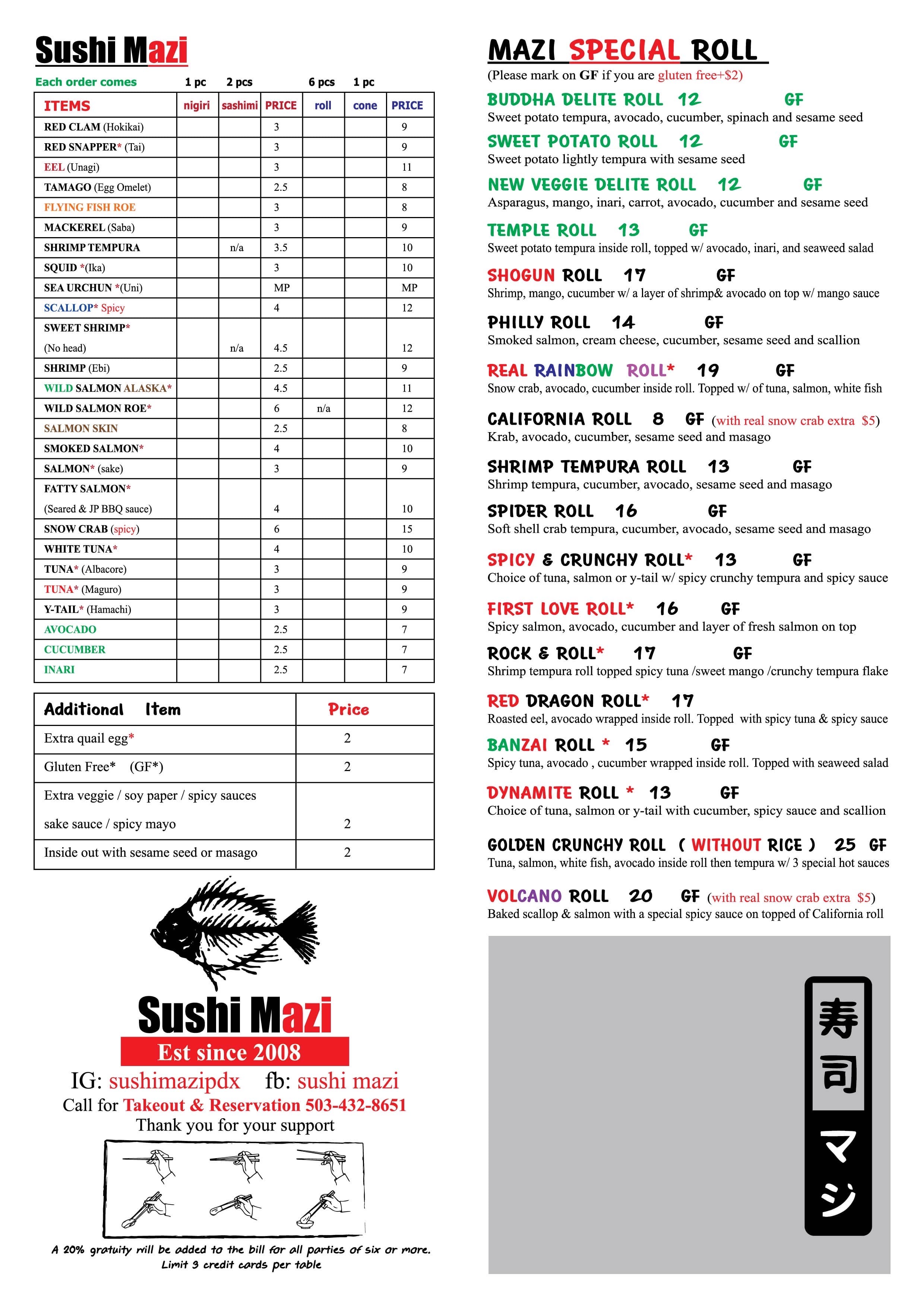 Menu back
